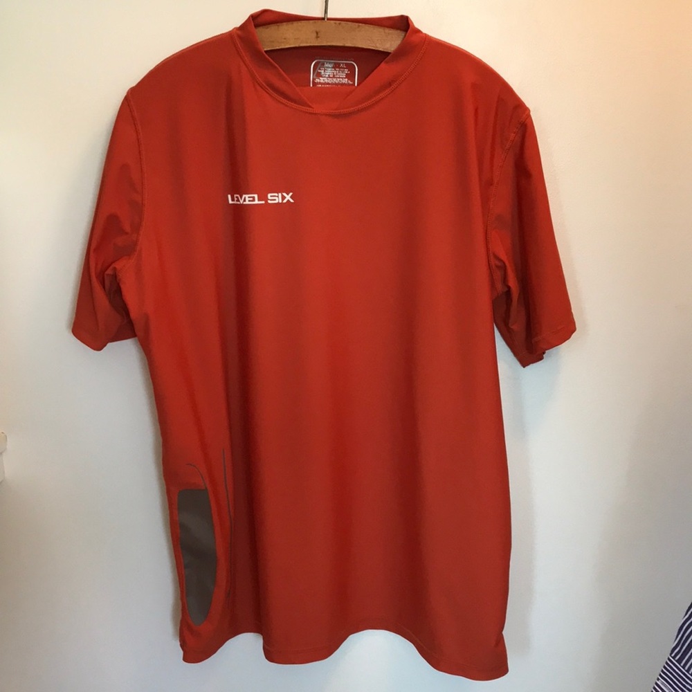 Level Six Rash Guard Sun Swim Shirt Deep Orange XL
